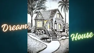 Time - lapse Relaxing Charcoal Atr | Dream House Sketch Step by step.