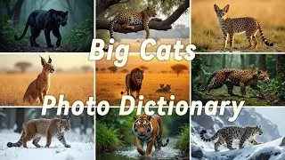 Big Cats Photo Dictionary 🦁 | Cheetah, Jaguar, Panther, Puma, Leopard & More Wild Felines!