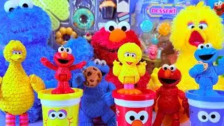 SESAME STREET TOYS Unboxing Dessert Play Set Toys Elmo Cookie Monster Bird Bird Making Dessert Toys