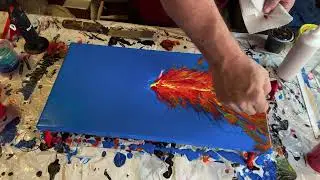 Red Dragon Attack with Fire! Fluid Acrylic Dutch Pour Painting!