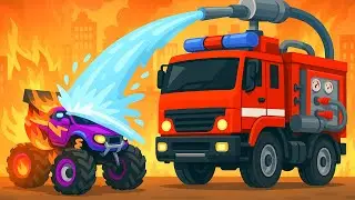 Fire Emergency! Firefighters Save the Monster Truck 🚒🔥 | Funny Rescue Animation