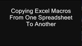 Copying Excel Macros