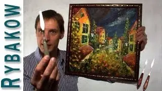 OLD NIGHT FRANCE STREET - Beautyful Palette knife oil painting!