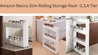 Amazon Basics Slim Rolling Storage Rack &ndash; 2,3,4-Tier Plastic Slide-Out Organizer #amazon