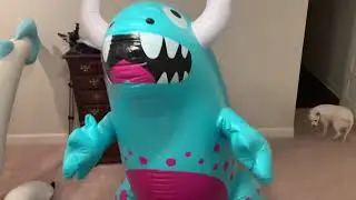 Testing a new inflatable double layered pvc monster suit
