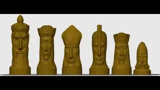 3D Printed Cherry Wood Gothic Chess Set