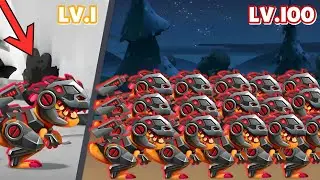 T-Rex Army Level 100 Max Level Upgrade - Dino Bash 2 Travel Thur Time Gameplay