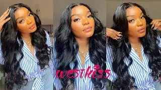 THE EASIEST INSTALL EVER! Pre-curled curtain bangs 5x7 closure wig | WEST KISS HAIR HONEST REVIEW