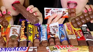 ASMR MOST POPULAR CANDY BARS (CANDY ICE CREAM, TWIX, SNICKERS, CADBURY, KINDER, REESES, BOUNTY) 먹방