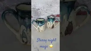 Starry night mugs #pottery #ceramics #handmadeceramics #glazecombinations