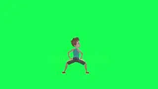 3d teenage boy in sports clothes dancing booty , back angle chroma key green background