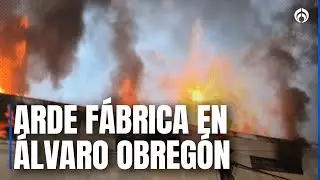 Fuerte incendio consume fábrica de papel en San Pedro de los Pinos CDMX