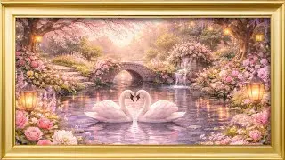 Quiet Romance 🦢 | Valentine Swan Garden Frame TV Art | Calm 4K Ambient Scene