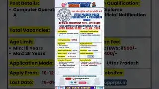 UP Police Computer Operator Recruitment 2026 &ndash; Apply Online 1352 Post #shorts #UPPRPB #govtjobs #job