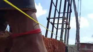 foundation level bodres stone masonry work | Red stone foundation | rcc building construction