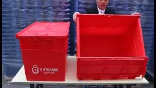 Plastic Moving Totes with Hinged Lid - XTRA BOX