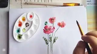 How to paint watercolor water poppies step by step. Loose watercolor flowers are a great beginner 