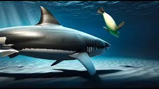 Great White Shark Stalking a Seal Underwater