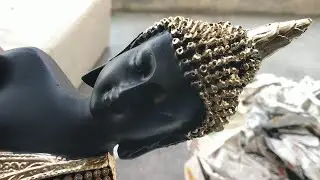 Sitting Buddha Idol Statue Showpiece Orange and Black Unboxing