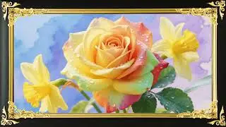 Vibrant Floral Art with Rainbow Rose & Daffodils |4K Frame TV Screensaver |Digital Frame Art Gallery