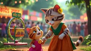 मीशा का पहला मेला 🥰 | Cute Cat Family Cartoon Story | Kids Hindi Cartoon