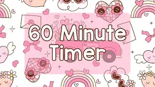 60 Minute Timer - Pink Retro Groovy Valentine's Day Themed Timer - Calm Ending Chime - No Music