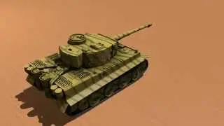 3D model tank Tiger (turret and headlights animation)