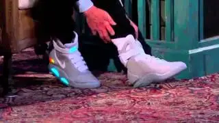 Nike MAG 2015 Introduction by Michael J Fox on Jimmy Kimmel !! Back to the future 2 shoes