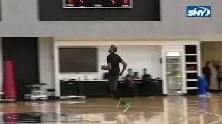 See Kevin Durant running and throwing a football at Nets practice!