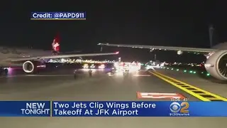 Two Planes Clip Wings Before Takeoff At JFK