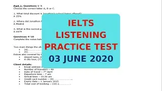 IELTS LISTENING PRACTICE TEST 03 JUNE 2020
