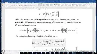 Deriving the Translational Entropy Given the Partition Function