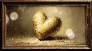 Vintage Golden heart TV Art | Cozy Holiday Silent Screensaver