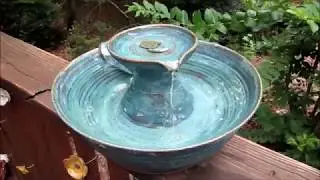 Ceramic Pet Drinking Fountain - Single Bowl Design - Turquoise & Vert Lustre Glaze