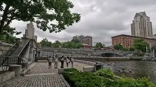 ⁴ᴷ⁶⁰ Walking Providence, RI: Riverfront walk from Waterplace Park to Memorial Park