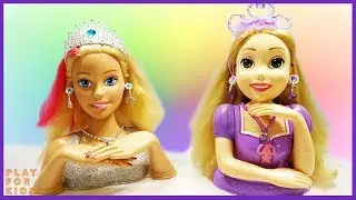 Giant Barbie and Princess Rapunzel Styling Head - Toy Jewelry for Kids