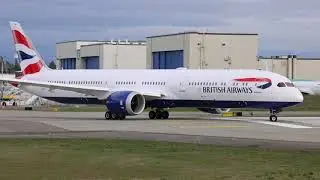 British Airways 787-10 Delivery Flight Takeoff From PAE To LHR *Windy Day- Shaky Footage*