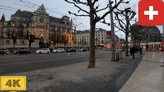 Geneva, Switzerland (Place Dorcière to Vingt Deux Cantons) | Winter 2022【4K】Canton de Genève, Suisse