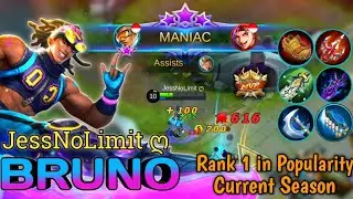 Brutal Crit Damage! BRUNO MANIAC! | Top 2 Global Bruno - JessNoLimit ღ   | Mobile Legends