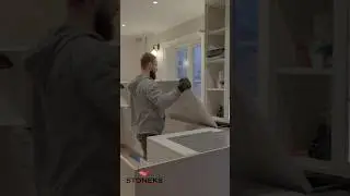 From vision to reality! Watch us install this stunning kitchen Caesarstone stone top. #KitchenGoals