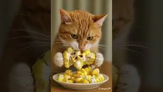 Cute Orange Cat Eating Corn on the Cob #cat #funny #cute #corn #love #chill