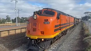 Up SCT 7922V with Railpower CLF2 and SHRC X31 C501 at North Shore headed for Melbourne 19/2/2024