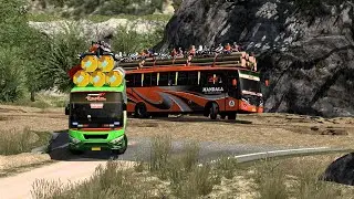 Bus Challenge on the World's Dangerous Roads with overloaded bus in Ets2 #shorts  #short