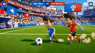 Cartoon Football Match for Kids ⚽ Blue vs Red | Learn Teamwork & Sport Fun #joyjoycartoontv #cartoon