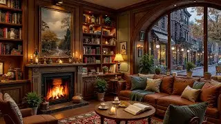 Relaxing Jazz with Rain Sounds | Warm Fireplace Night for Focus
