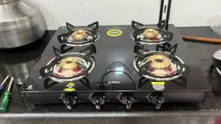 ELICA 594 CT VETRO BLACK GLASS 4 BURNERS GAS STOVE UNBOXING