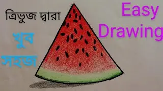 How To Draw a Watermelon Easy Step By Step🍉Watermelon Drawing from Triangle🍉 Watermelon  Drawing🍉