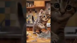 Kitchen Chaos: The Curious Cat's Culinary Adventure. #aicat #ai #funncat #catvideos #aianimation
