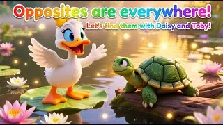 Learn Opposites with Daisy & Toby! 🦆🐢 | Big vs Small, Fast vs Slow | KindyCue