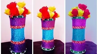 DIY Flower Vase \ flower vase from disposable plastic glass \Disposable reuse idea\